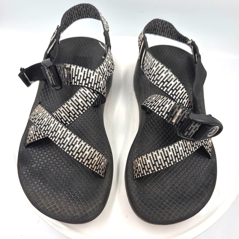 Chaco Womens Z/1 Cloud Sandals Size 6 Black White Strappy Hiking Sport Shoes